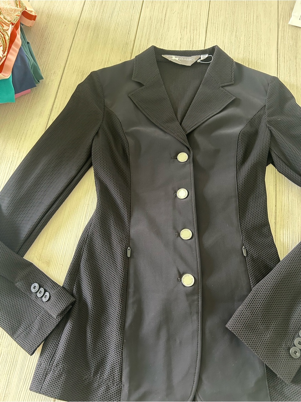 Classic Black Fitted RJ Classics show coat. EVO.  Mesh Italian jersey Panels
